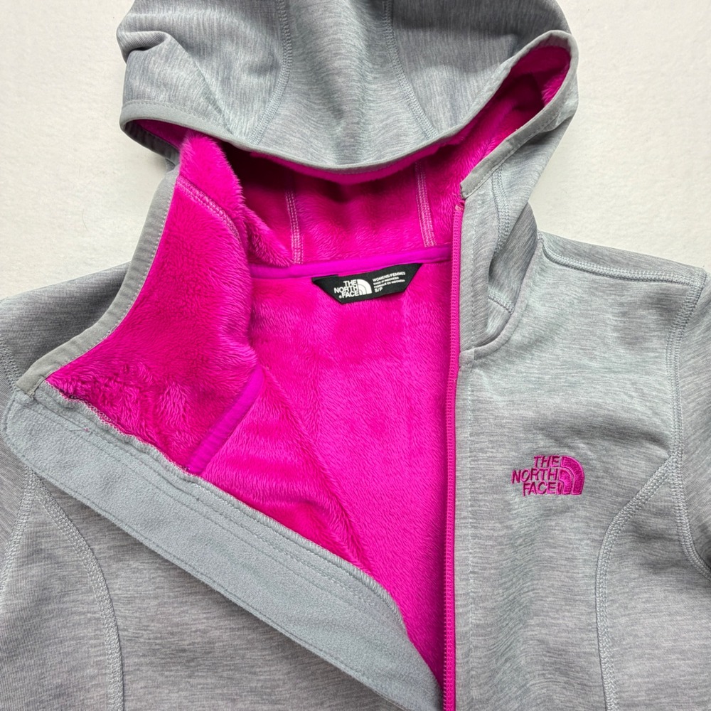 The North Face Agave Full Zip Fleece Hoodie Jacket Womens S Grey Pink - Picture 8 of 16
